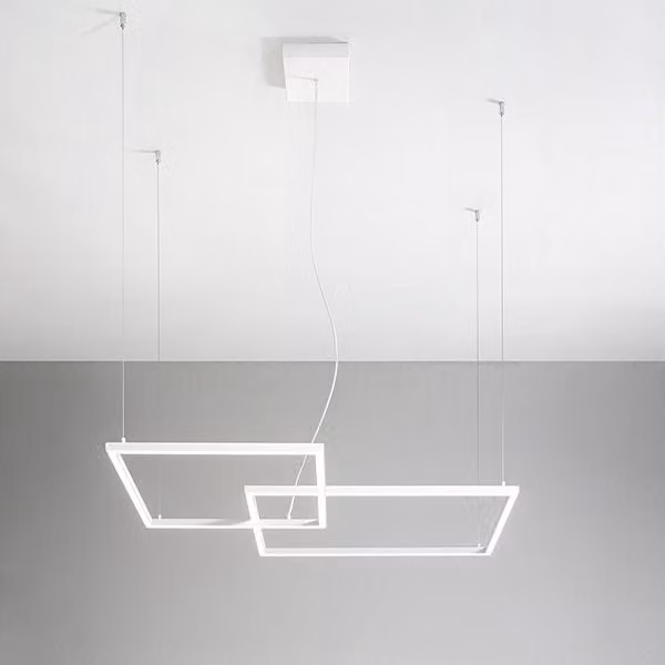 Lampada a sospensione lineare LED Perenz Cross in metallo, regolabile in altezza, disponibile in bianco o nero
