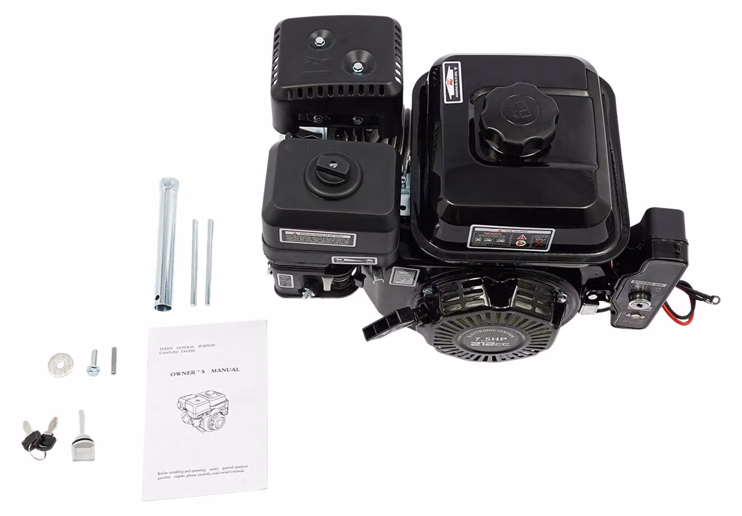Motore a benzina a 4 tempi per go-kart, monocilindrico, 210cc, 7,5 CV (2,8 kW), 3600 giri/min, adatto per generatori, compressori, idropulitrici e betonatrici, colore nero