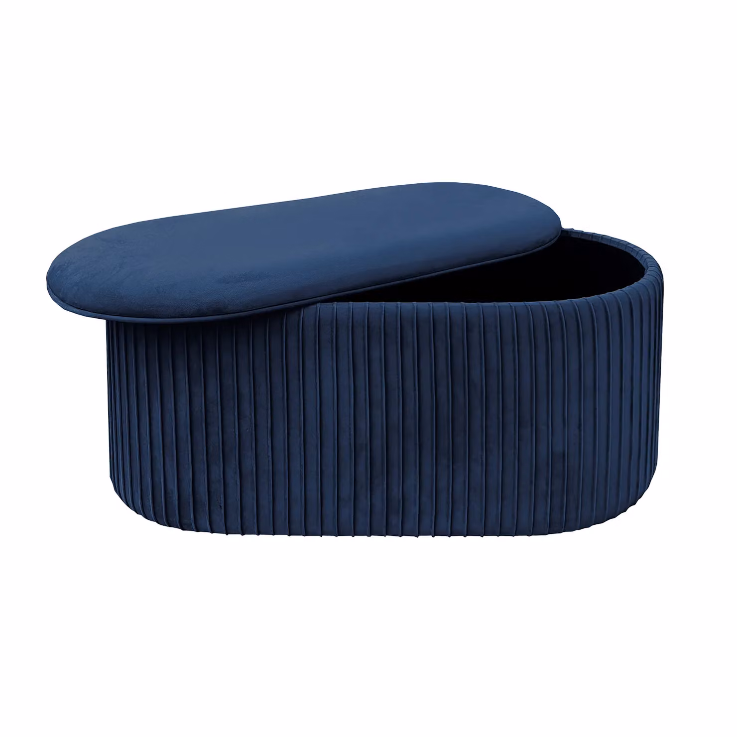 Vestiamo Casa - Pouf Contenitore in Velluto Blu, H 40 x L 80 x P 40 cm