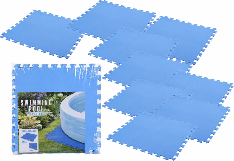 2.02 Tappeto da pavimento blu - 9 pezzi 50x50cm - Tappeto da piscina 4mm