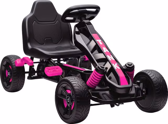 Kart a pedali AIYAPLAY per bambini da 3 a 6 anni con frizione automatica, freno e ruote EVA antiscivolo, rosa
