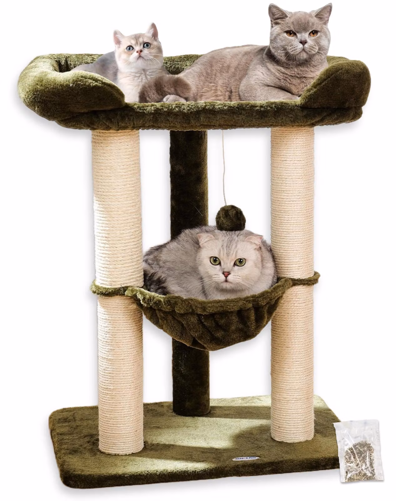 Albero per gatti Katzenbaum, altezza 71 cm, con grande pilastro in sisal, ampia cuccia e amaca, ideale per gatti di grossa taglia
