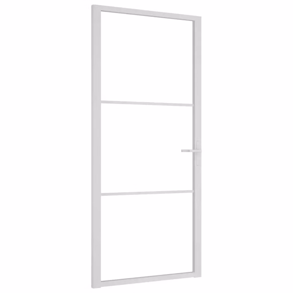 Porta in vetro moderna vidaXL con telaio in alluminio bianco e vetro trasparente, reversibile, L: 93 cm, H: 201,5 cm – 2