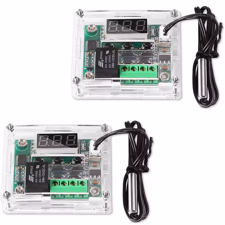 Termostato digitale - Sensore NTC impermeabile - 12 V - Da -50 a 110 °C - Set da 2 pezzi