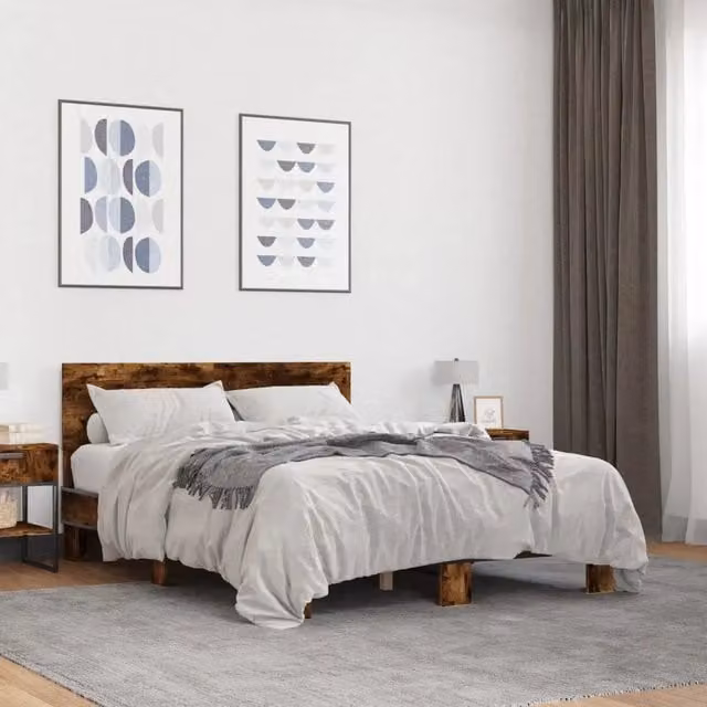Giroletto-Struttura Letto Rovere Fumo 120x200 cm in Legno Multistrato Metallo 687061