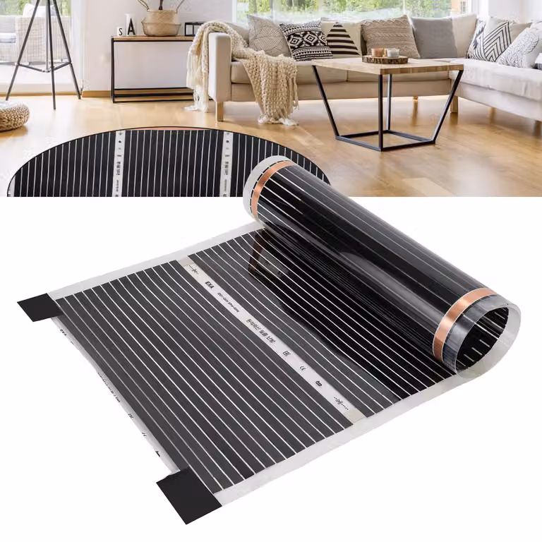 Foglio riscaldante Jayseuw 220 Watt/m2, set di fogli riscaldanti, riscaldamento a pavimento adatto per 6m2, infrarossi-elettrico, LxL: 200x50cm (per pezzo)