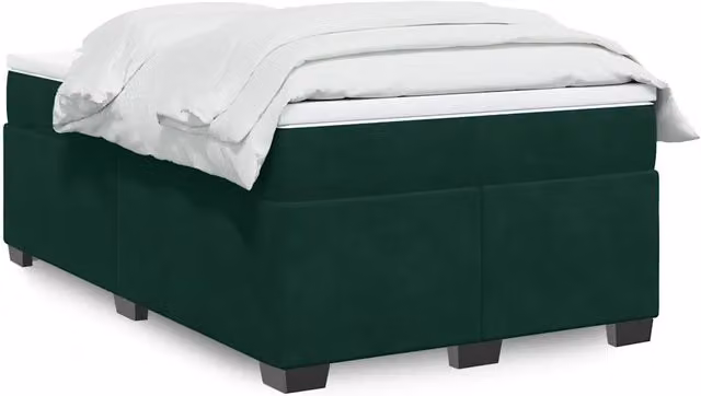 Letto con Giroletto a Molle e Materasso Ibrido vidaXL in Velluto Verde Scuro e Bianco L/P: 120 x 200 cm