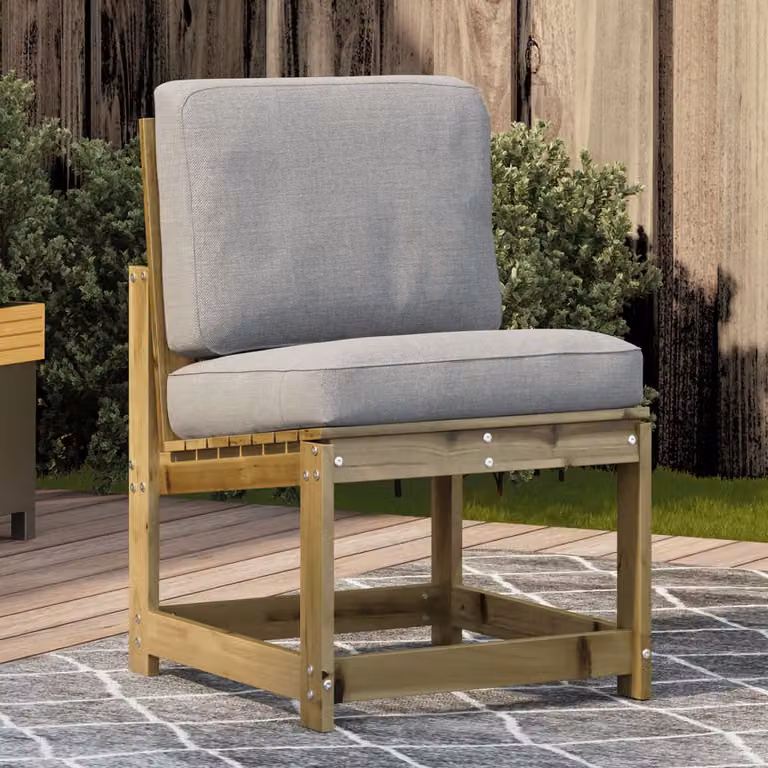 Sedia da giardino vidaXL in legno di pino trattato con cuscini grigi L: 50,5 cm, P: 55 cm, H: 77 cm