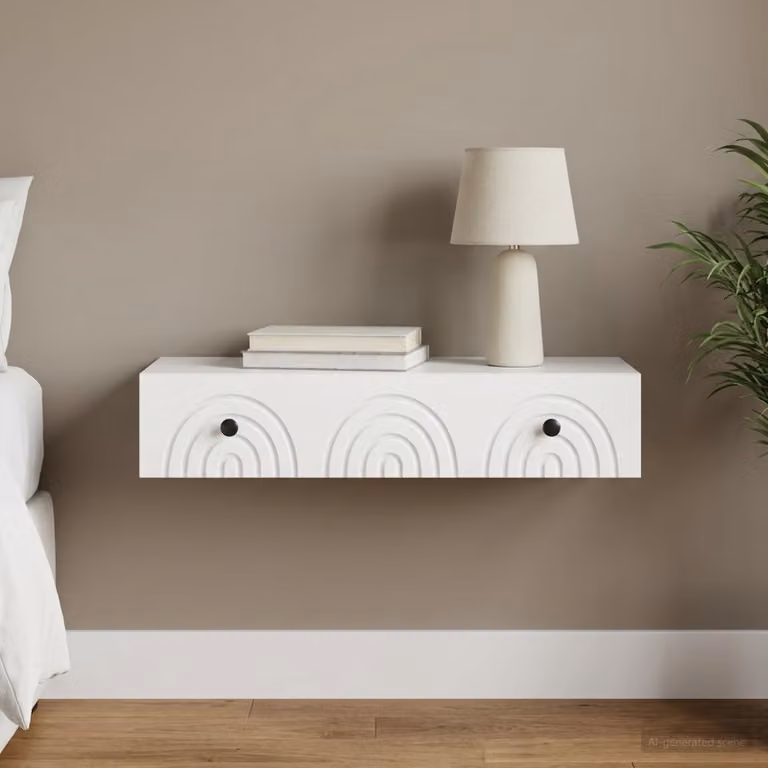 vidaXL Tavolino da parete laterale moderno bianco L 87,5 x P 34,5 x H 17 cm