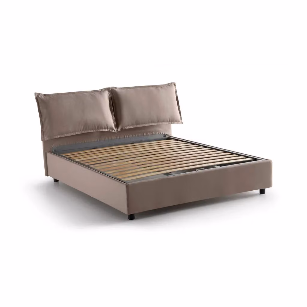 Letto Matrimoniale Aris Talamo Italia con Contenitore a Alzata, Rivestimento in Tessuto Grigio, L/P: 160 x 200 cm – 2