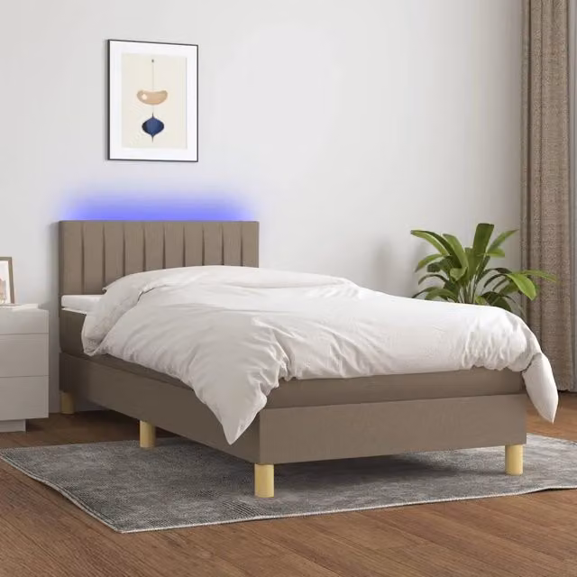 Letto a molle con materasso vidaXL in tessuto con illuminazione LED e porta USB, L/P: 100 x 200 cm