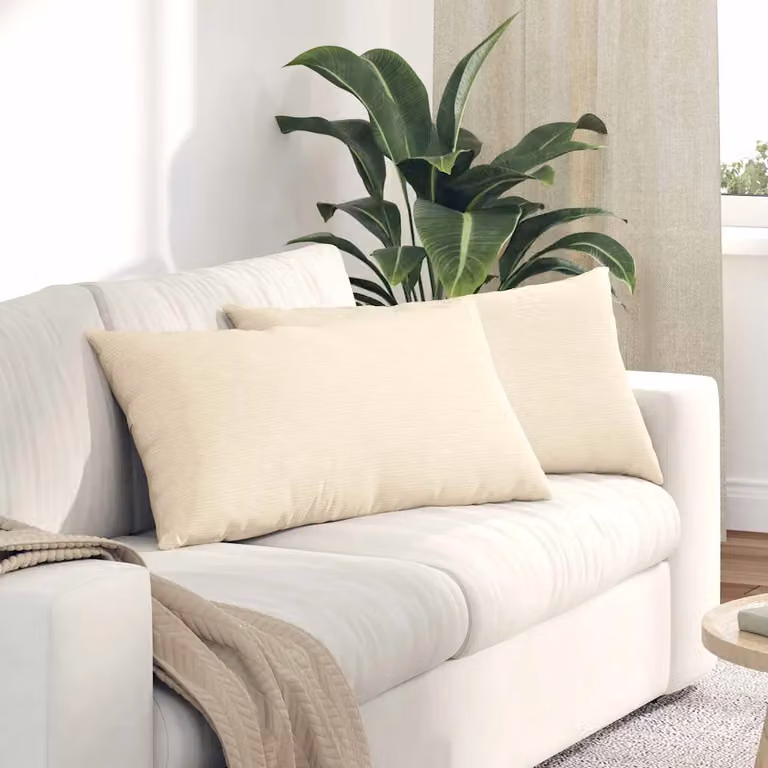 Set di 2 cuscini da divano vidaXL in tessuto di corduroy beige, L 80 cm x P 40 cm x H 40 cm