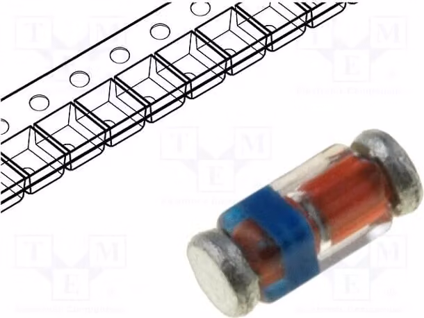 20 diodi Zener, tipo Rolle, B, 0,5W, 3,3V, montaggio superficiale (SMD), codice prodotto: BZT55C3V3-GS08. Diodi Zener SMD