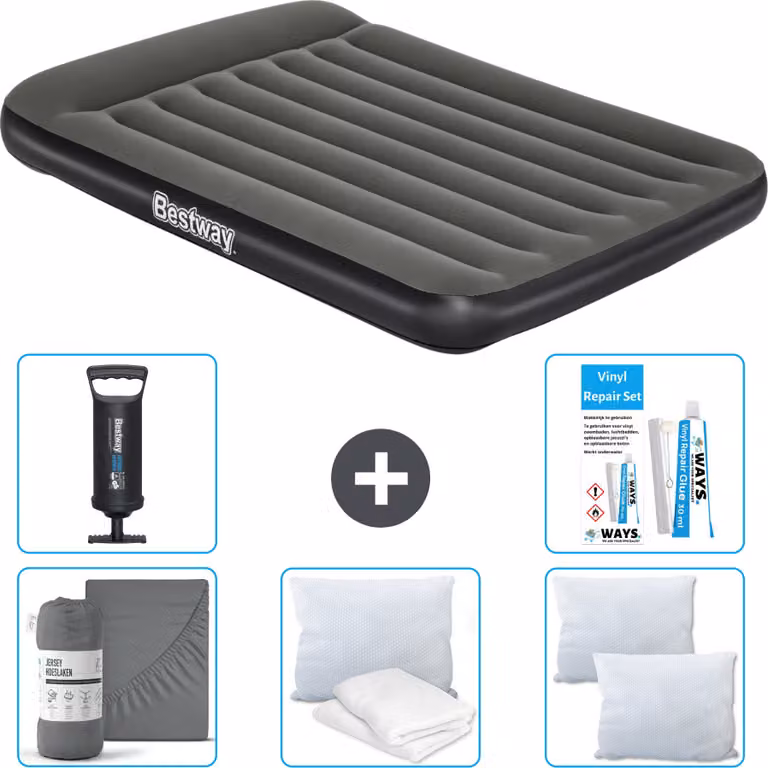 Materasso gonfiabile Bestway - Letto alla francese - 137 x 191 x 30 cm - Verde - Accessori inclusi