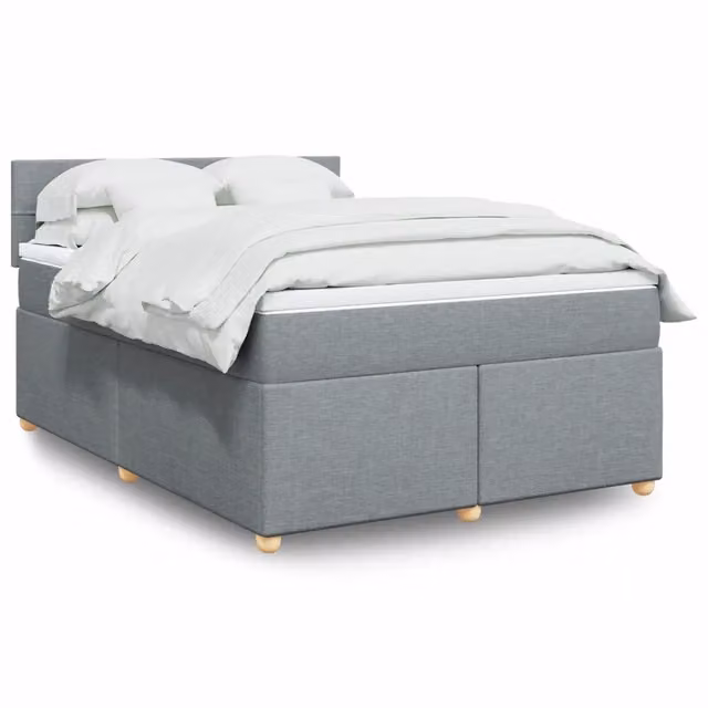 Letto Ibrido vidaXL con Giroletto a Molle e Materasso Grigio Chiaro e Bianco L/P: 160 x 200 cm
