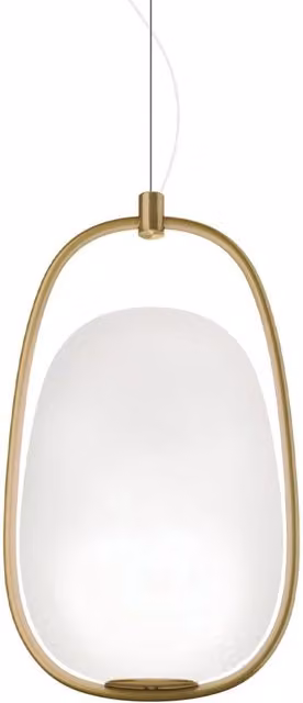 Lampada a sospensione KDLN Lannà in vetro bianco e metallo oro/ottone con altezza regolabile