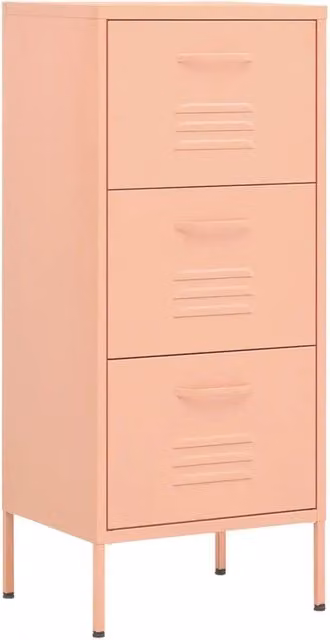 Mobile contenitore moderno in metallo rosa opaco con altezza regolabile L/P/H: 42,5 x 35 x 101,5 cm