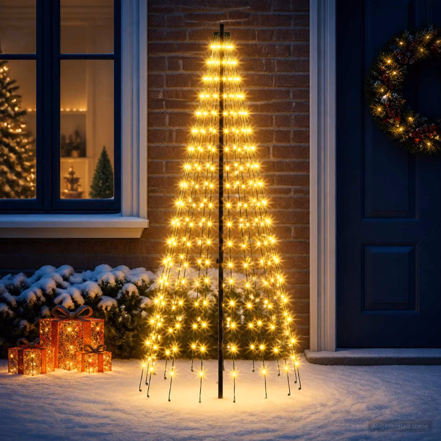 vidaXL Albero di Natale LED 165 cm 270 LED Bianco caldo Ferro Nero