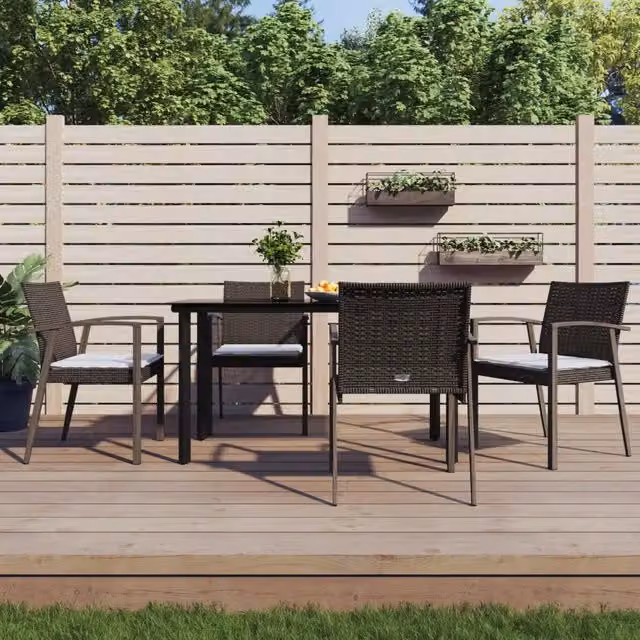 Set Pranzo da Giardino 5pz con Cuscini in Polyrattan e Acciaio 3186989