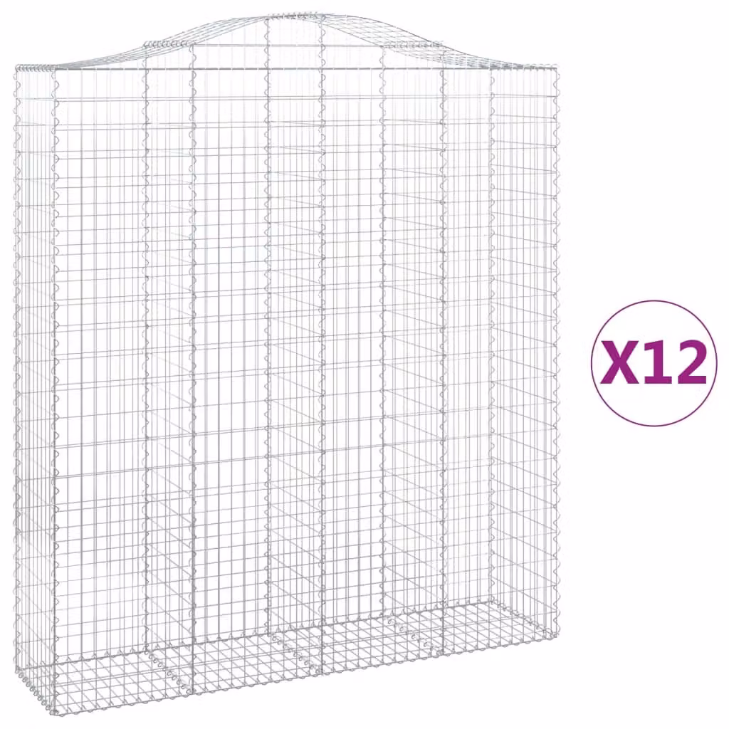 Cesti Gabbioni ad Arco 12 pz 200x50x220/240 cm Ferro Zincato