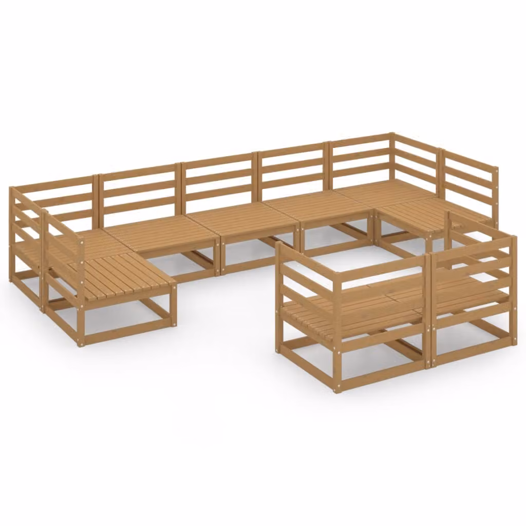 vidaXL set da salotto da giardino 9 pezzi in legno di pino massiccio