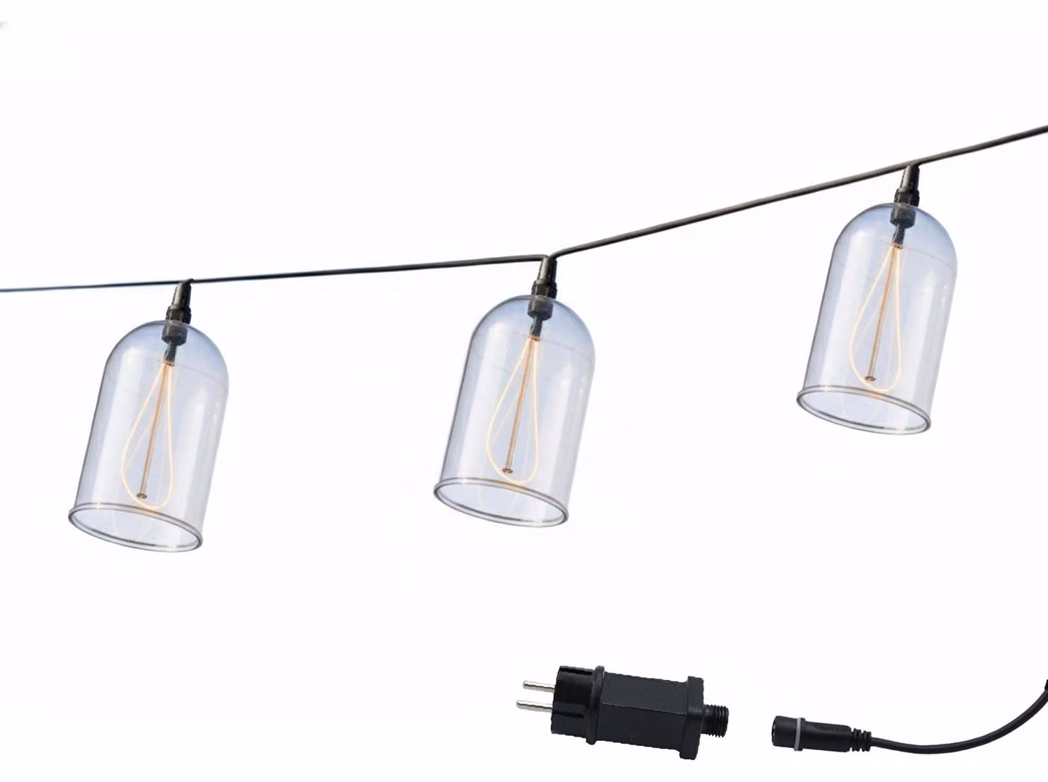 Catena luminosa da 15 metri, con 8 sfere LED bianco caldo, 600 lumen, adatta per interni ed esterni