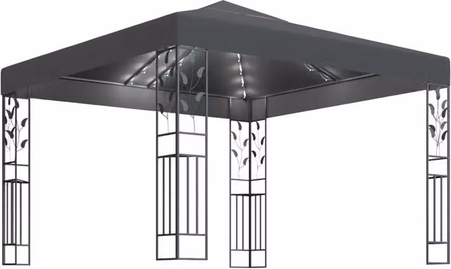 Gazebo | Pergolato con Stringa di Luci LED 3x3 m Antracite
