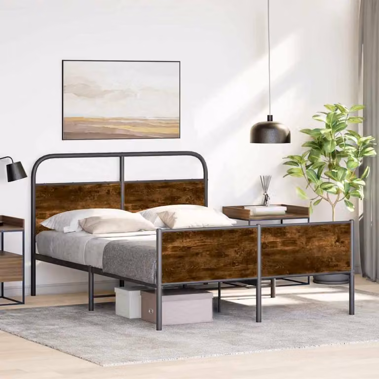 vidaXL Giroletto senza Materasso in Rovere Sonoma e Metallo, L/P: 120 x 200 cm