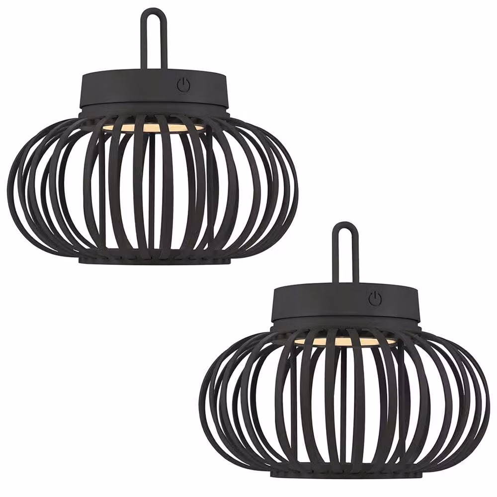 Lampada da tavolo/a sospensione a LED con batteria ricaricabile, 2 luci, nera, dimmer a sfioramento, diametro 25 cm