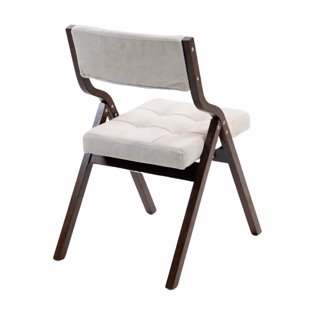 Set di 2 sedie pieghevoli imbottite MINIMAL in legno color beige con cuscino in tessuto – 2