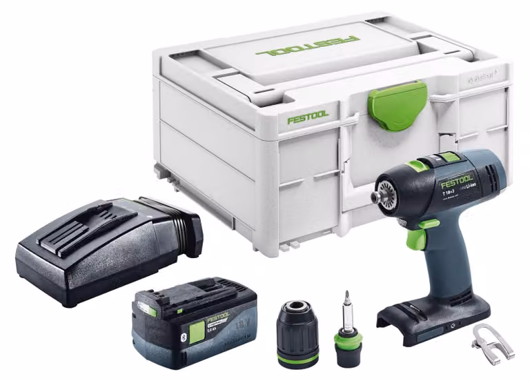 Trapano avvitatore a batteria Festool T 18+3-Basic 18 V 50 Nm Brushless + 1x batteria 5,0 Ah + caricabatterie + Systainer