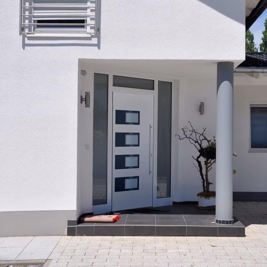 The Living Store porta d'ingresso bianca 110x210 cm in alluminio e PVC
