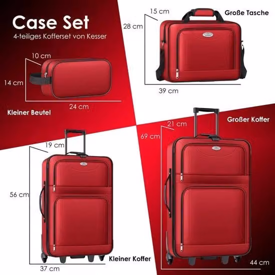 Set di Valigette da Viaggio, Trolley Leggero 4 Ruote per Valigetta da Cabina di Viaggio