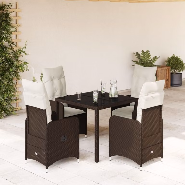 Maison Exclusive - Set da giardino bistrot 5 pezzi con cuscini marroni in polyrattan