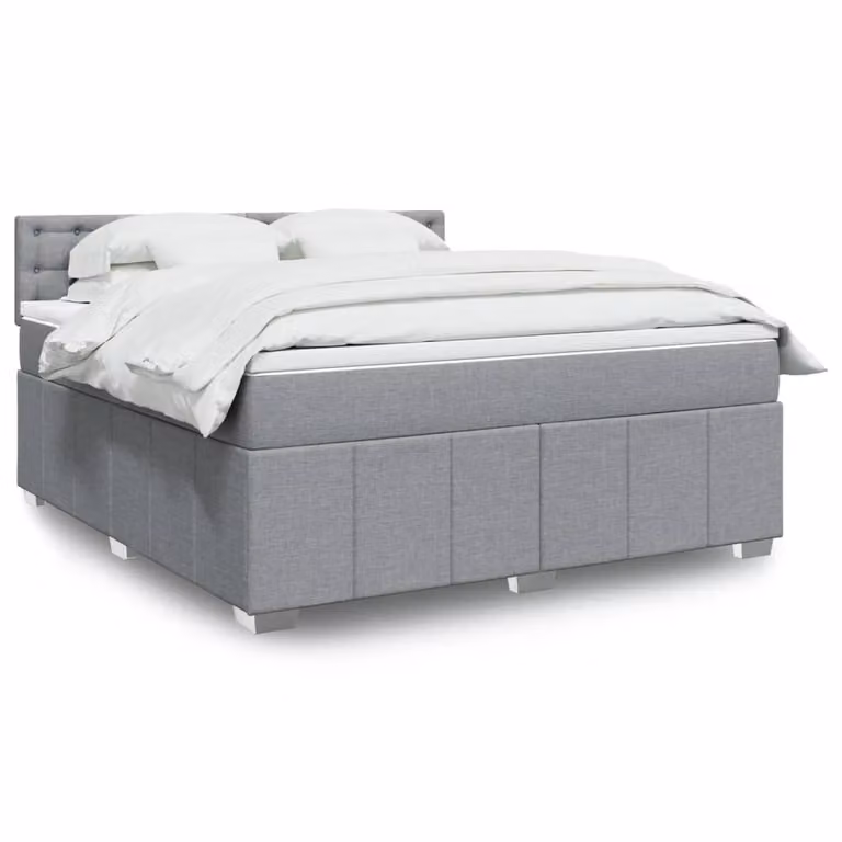 vidaXL Giroletto a Molle con Materasso Ibrido in Tessuto Grigio e Bianco, L/P: 180 x 200 cm