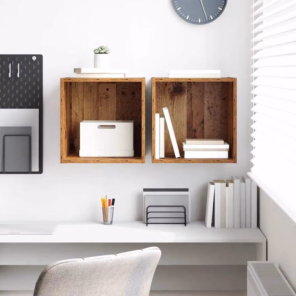 Set di 2 armadietti a muro vidaXL in legno vecchio marrone L/P/H: 37 x 37 x 37 cm