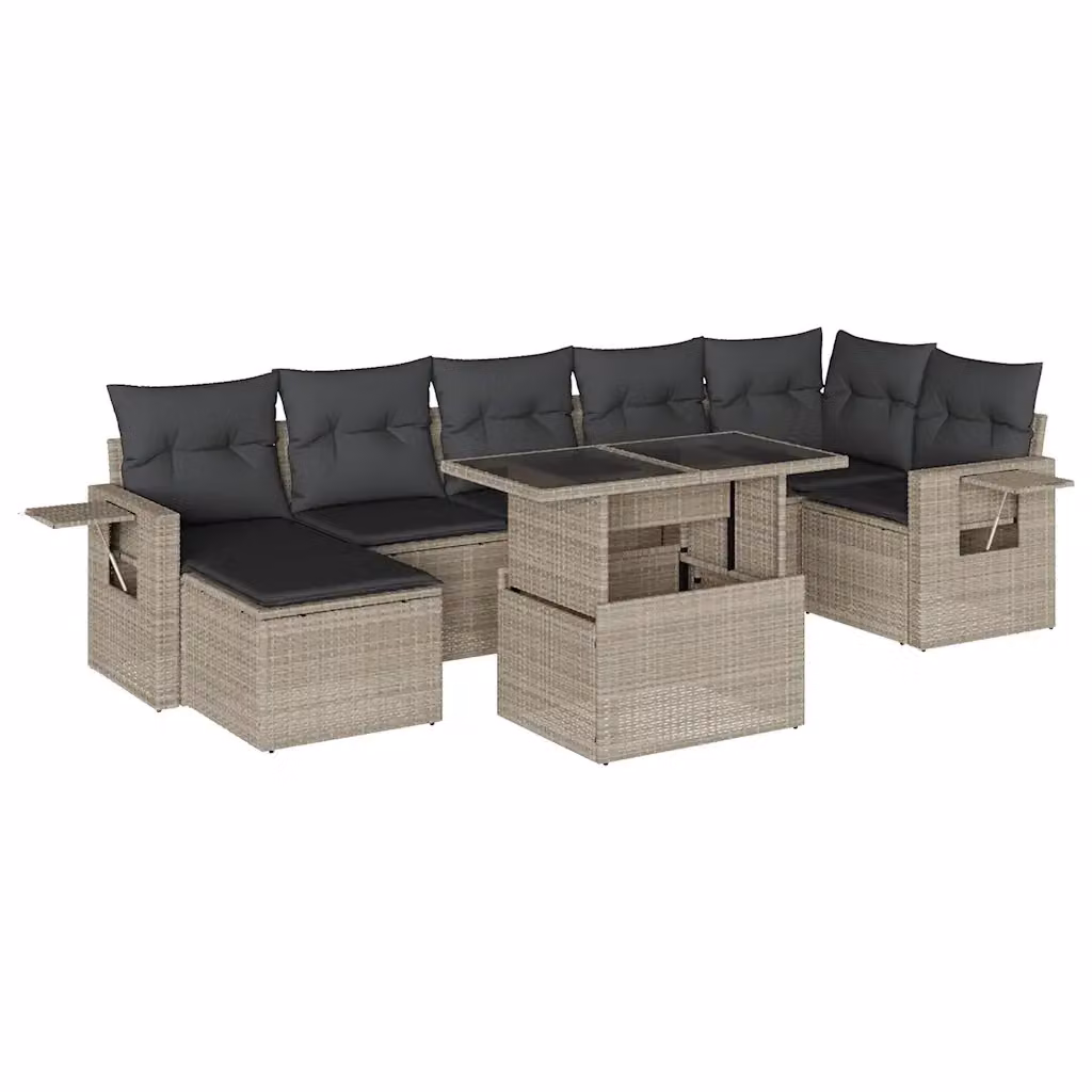 vidaXL Set Divano da Giardino a L 8pz in Polyrattan con Cuscini Grigio Antracite e Tavolino – 2