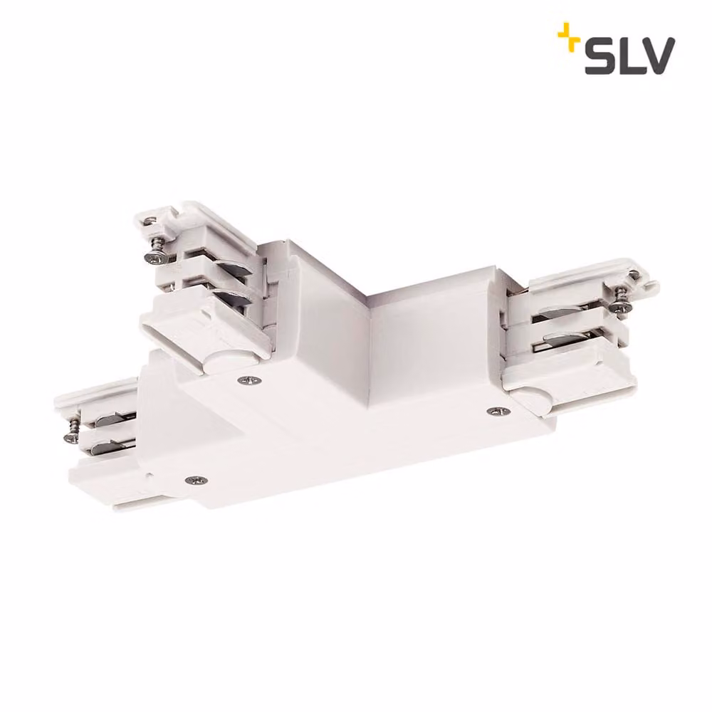 SLV Connettore a T per S-Track 3P. terra binario destro bianco