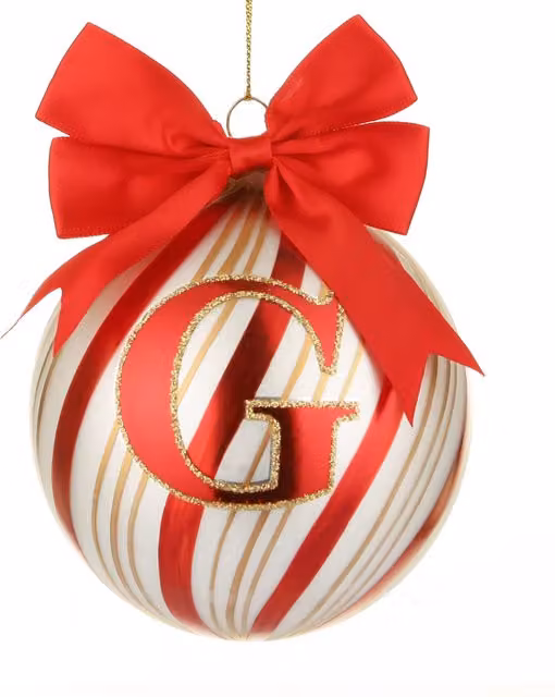 Pallina di Natale Circus KASANOVA rossa con lettera G in vetro, diametro 10 cm