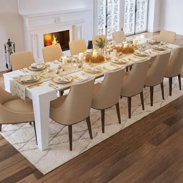 Consolle allungabile DMORA per 12 posti, design moderno rettangolare, colore bianco, L: 305.6 cm, P: 90 cm, H: 75.2 cm – 1