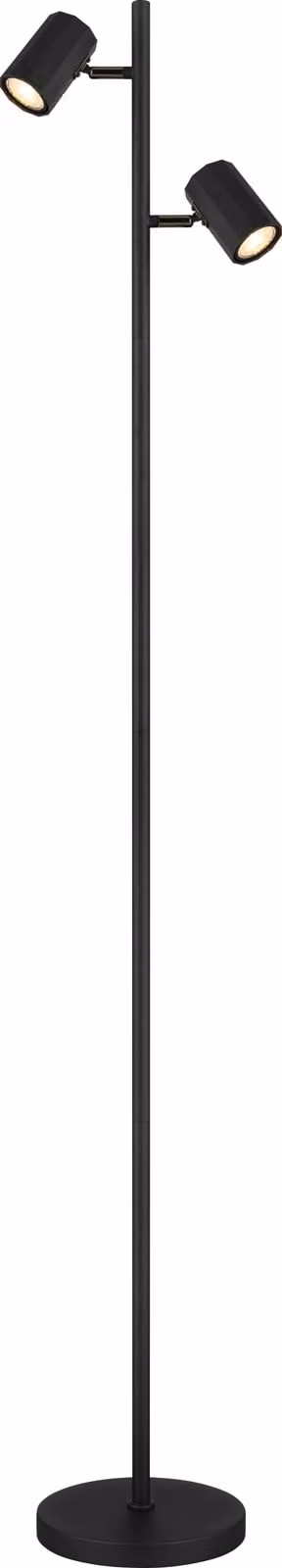 Lampada da terra Globo Lighting in metallo nero opaco, 2x GU10 LED