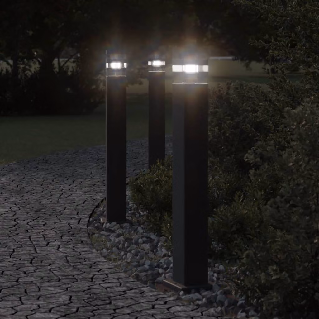 vidaXL Lampada da terra per esterni nera in alluminio con protezione IP44 e attacco E27, Altezza: 80 cm