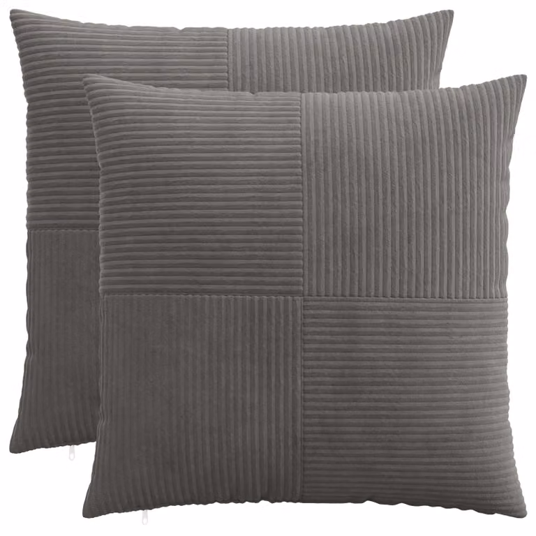 Set di 2 federe vidaXL ALMELO in velluto a coste grigio scuro, L 80 x L 80 cm