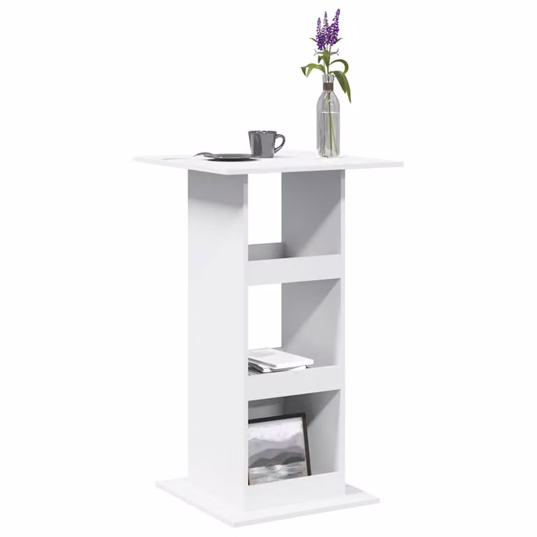 vidaXL Tavolo Bar Moderno Bianco con Portaoggetti in MDF, L/P/H: 60 x 60 x 102 cm