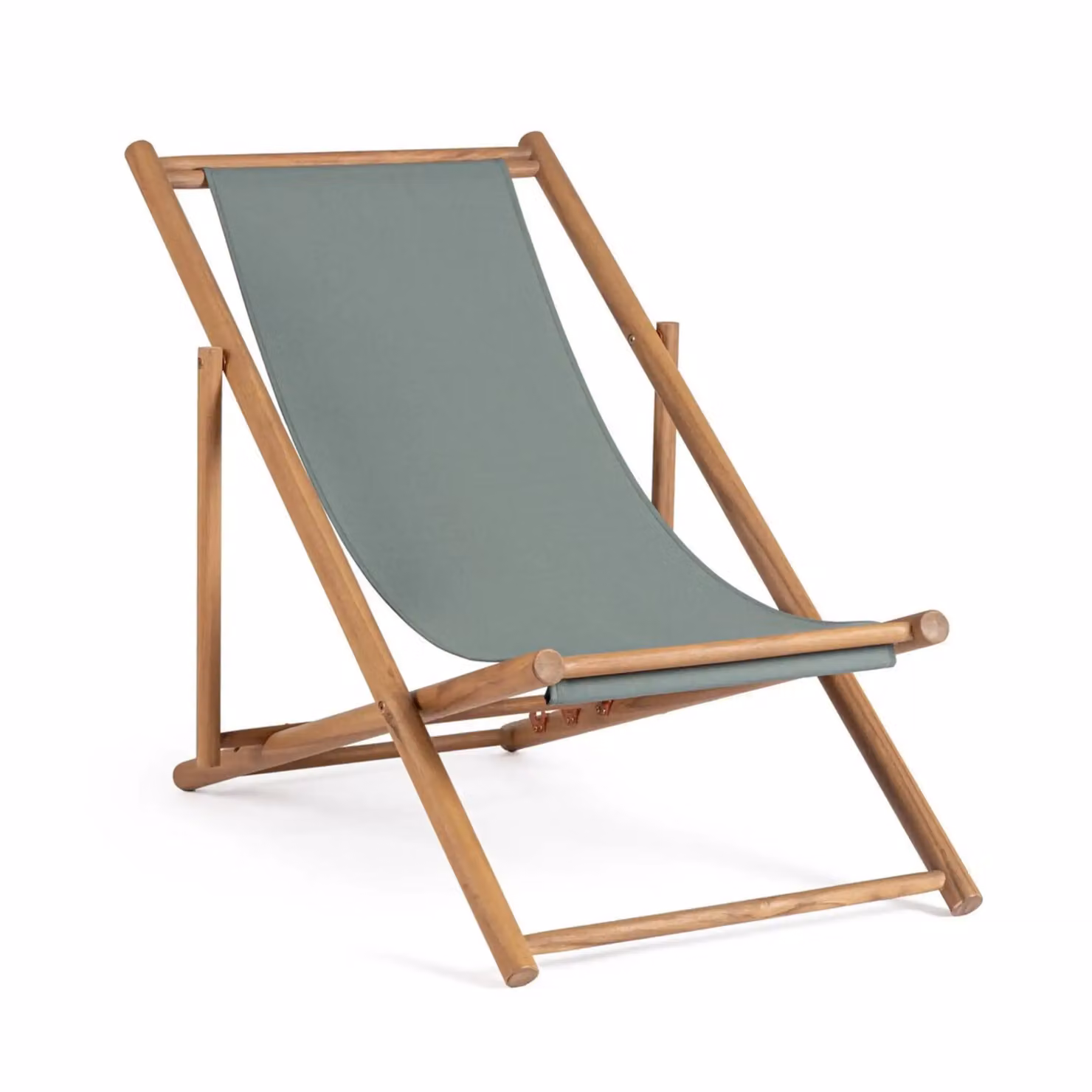 Set di 4 sdraio MONSARAZ in legno di acacia e tessuto verde