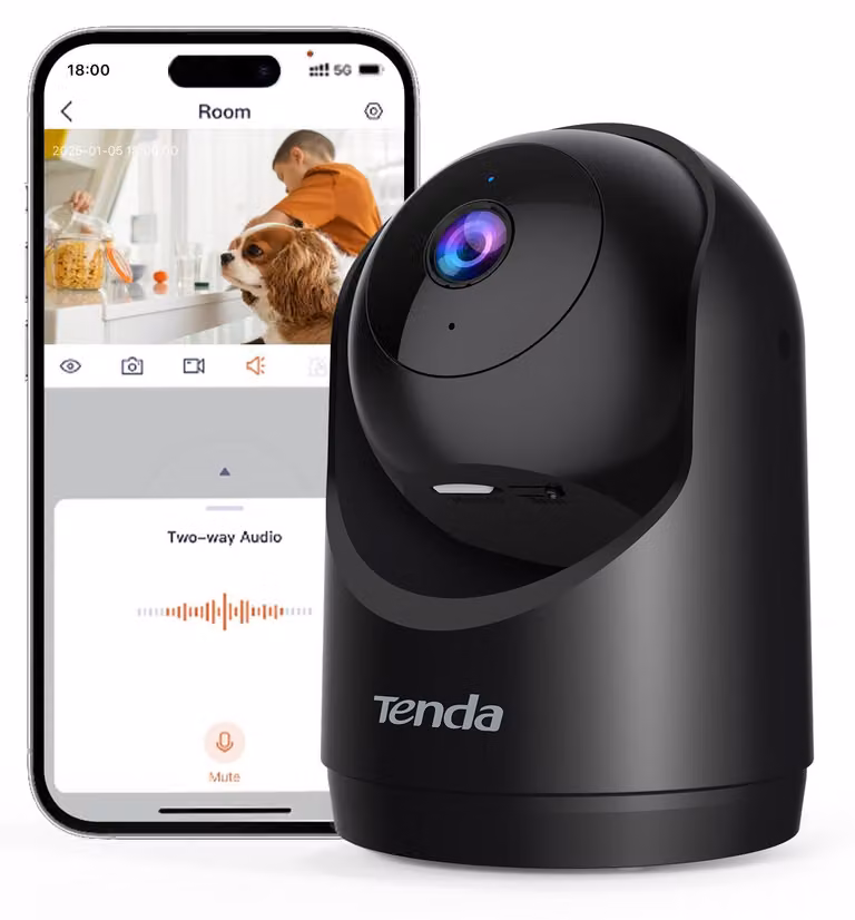 Tenda 3MP Telecamera di sorveglianza per interni, rilevamento di persone e movimenti, tracciamento automatico, allarmi e notifiche push, telecamera per animali domestici da interni 2K con audio bidirezionale, visione notturna, CP3V3.0 Nero
