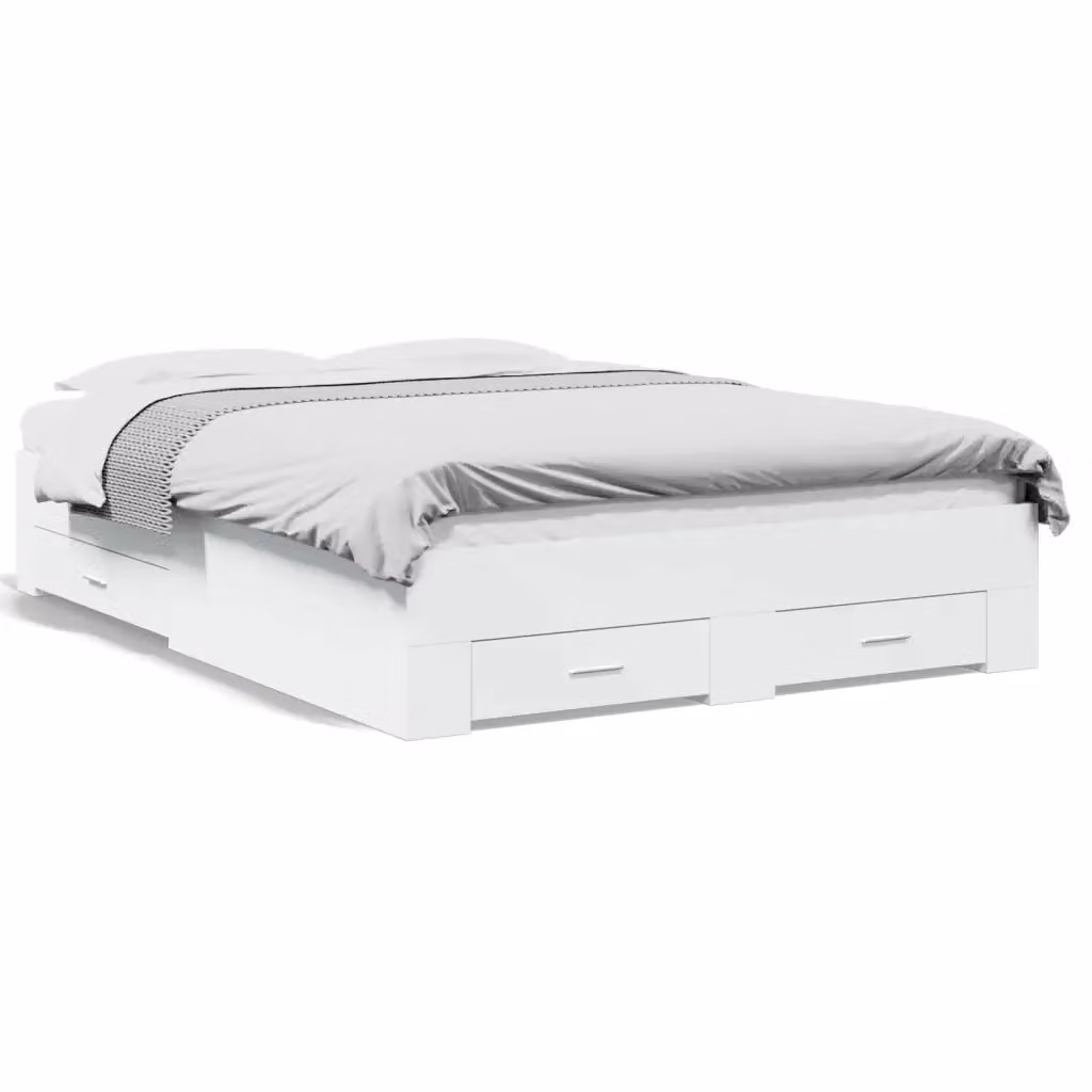 vidaXL Giroletto Moderno con Cassetti Bianco in Legno Multistrato L: 138 cm, P: 193 cm, H: 32 cm – 2
