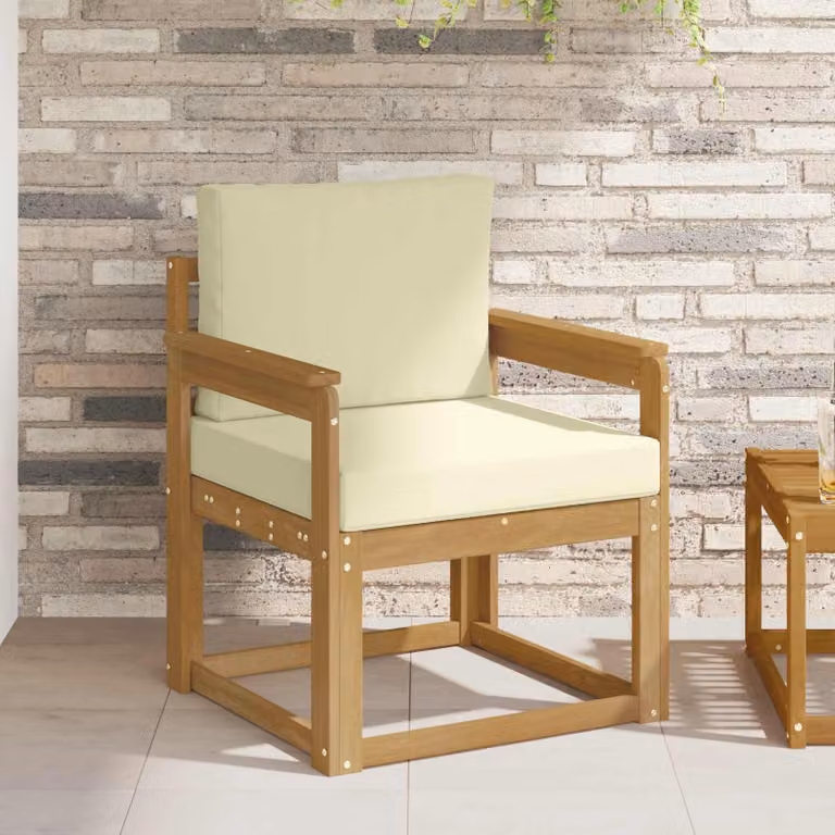 vidaXL Divano da esterno moderno in legno di acacia con cuscini bianchi e beige
