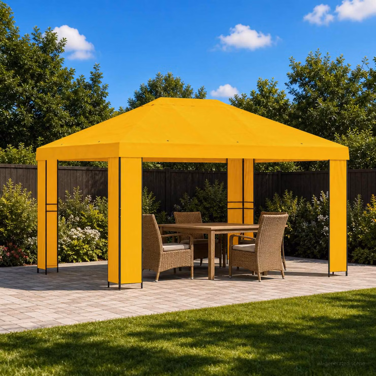 Gazebo vidaXL in acciaio galvanizzato e poliestere giallo e nero 4 x 3 m