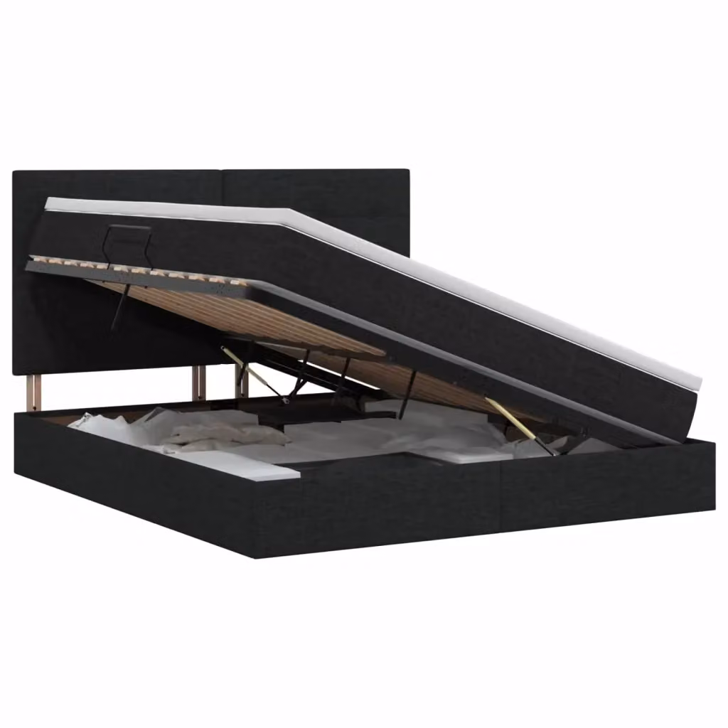 Letto con contenitore e materasso vidaXL in tessuto nero L: 180 cm, P: 200 cm, H: 140 cm, H: 204 cm – 2